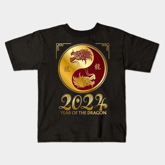 Chinese New Year 2024 - Year Of The Dragon 2024 Kids T-Shirt by Danemilin